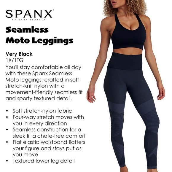 SPANX Seamless Moto Leggings Very Black
